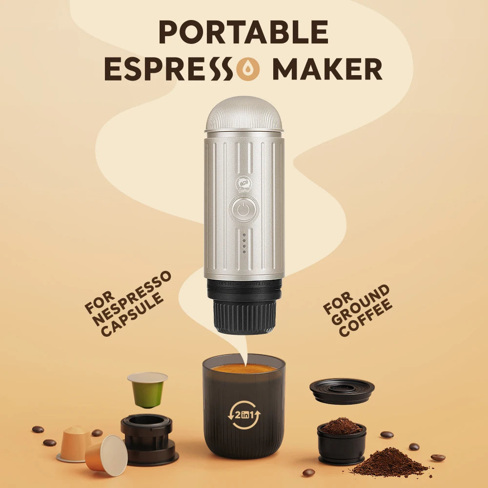 Macchina per caffè espresso portatile Macchina per caffè elettrica 19 bar Riscaldamento automatico compatibile con capsule Nespresso Caffè macinato