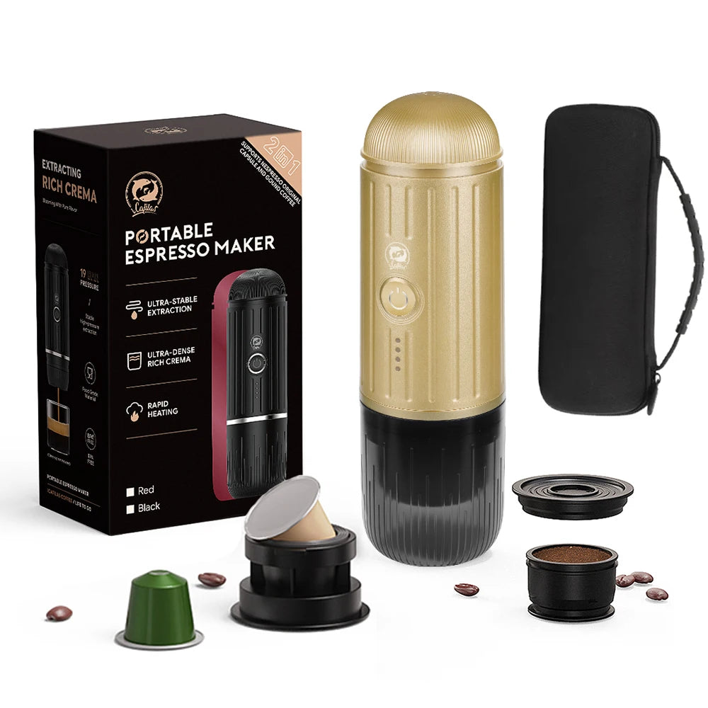 Macchina per caffè espresso portatile Macchina per caffè elettrica 19 bar Riscaldamento automatico compatibile con capsule Nespresso Caffè macinato
