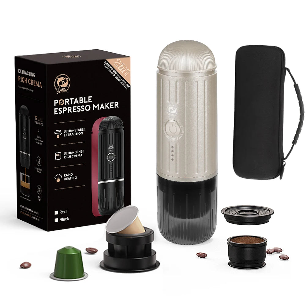 Macchina per caffè espresso portatile Macchina per caffè elettrica 19 bar Riscaldamento automatico compatibile con capsule Nespresso Caffè macinato