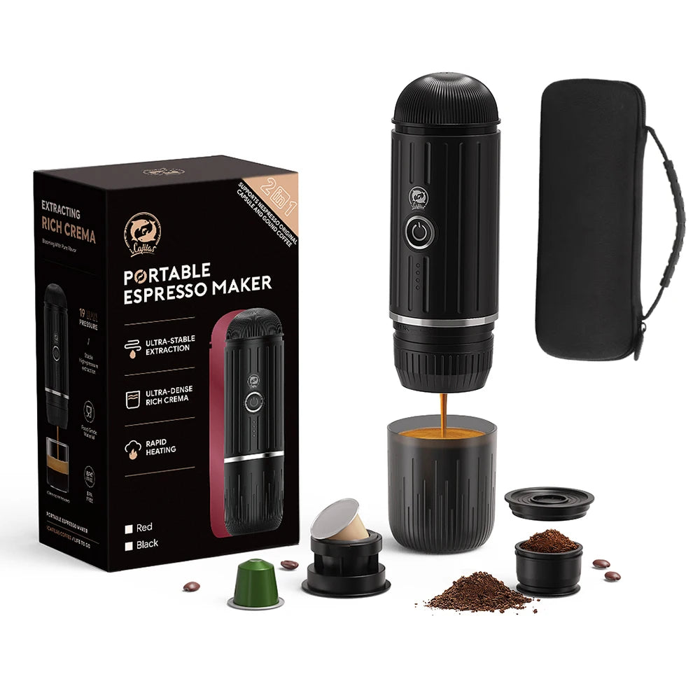 Macchina per caffè espresso portatile Macchina per caffè elettrica 19 bar Riscaldamento automatico compatibile con capsule Nespresso Caffè macinato