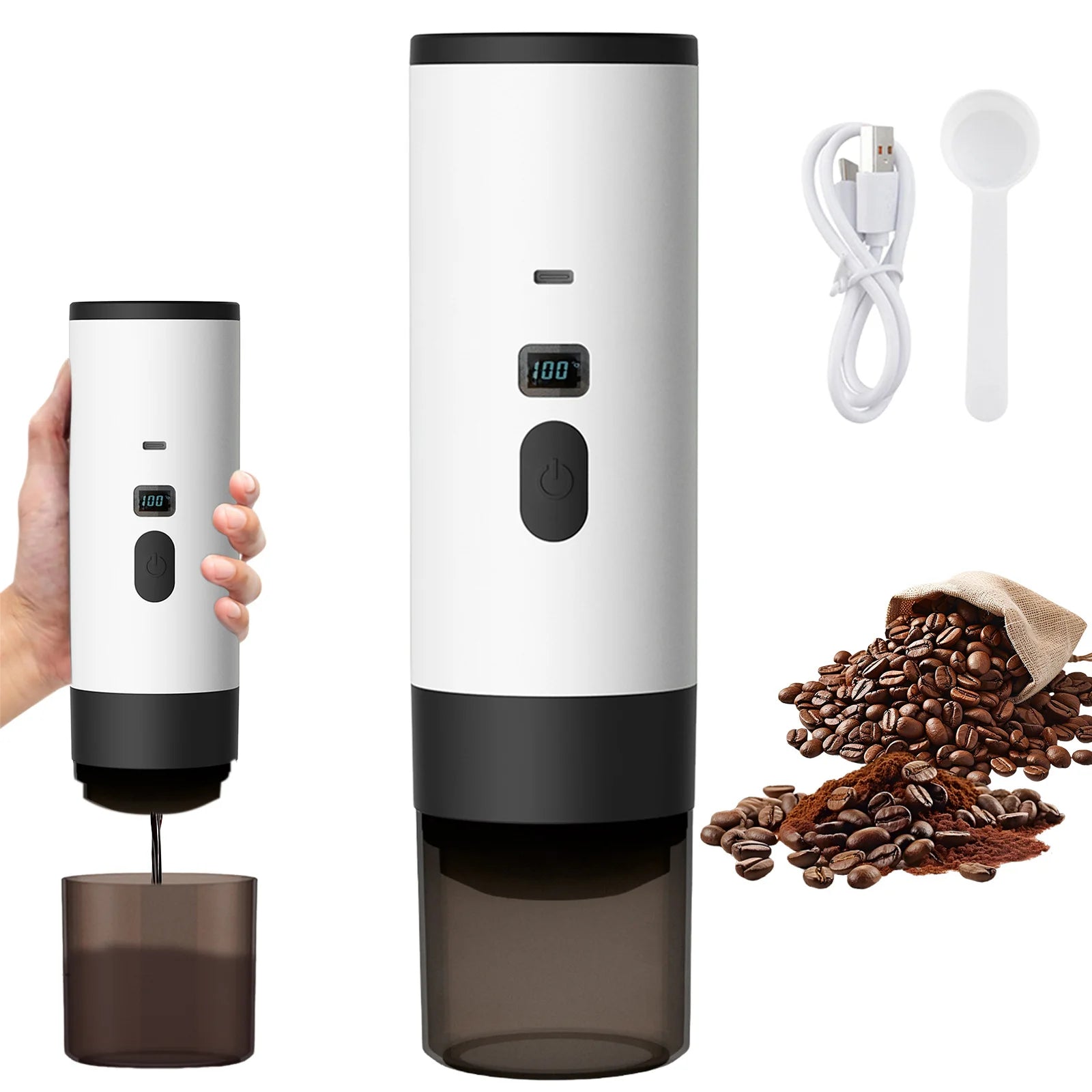 Caffettiera elettrica portatile a capsule, caffettiera per espresso, pompa di riscaldamento senza fili, macchina per caffè da viaggio e per auto, caffettiera 3 in 1