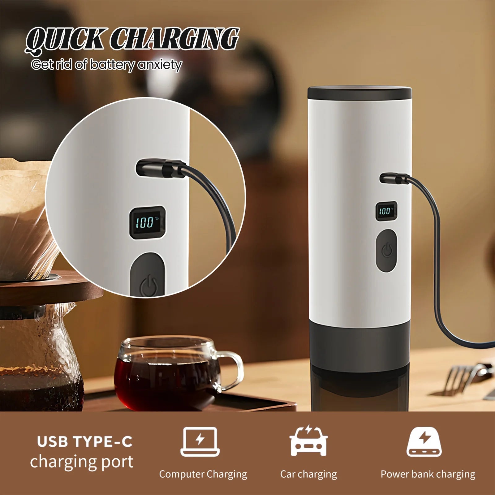 Caffettiera elettrica portatile a capsule, caffettiera per espresso, pompa di riscaldamento senza fili, macchina per caffè da viaggio e per auto, caffettiera 3 in 1