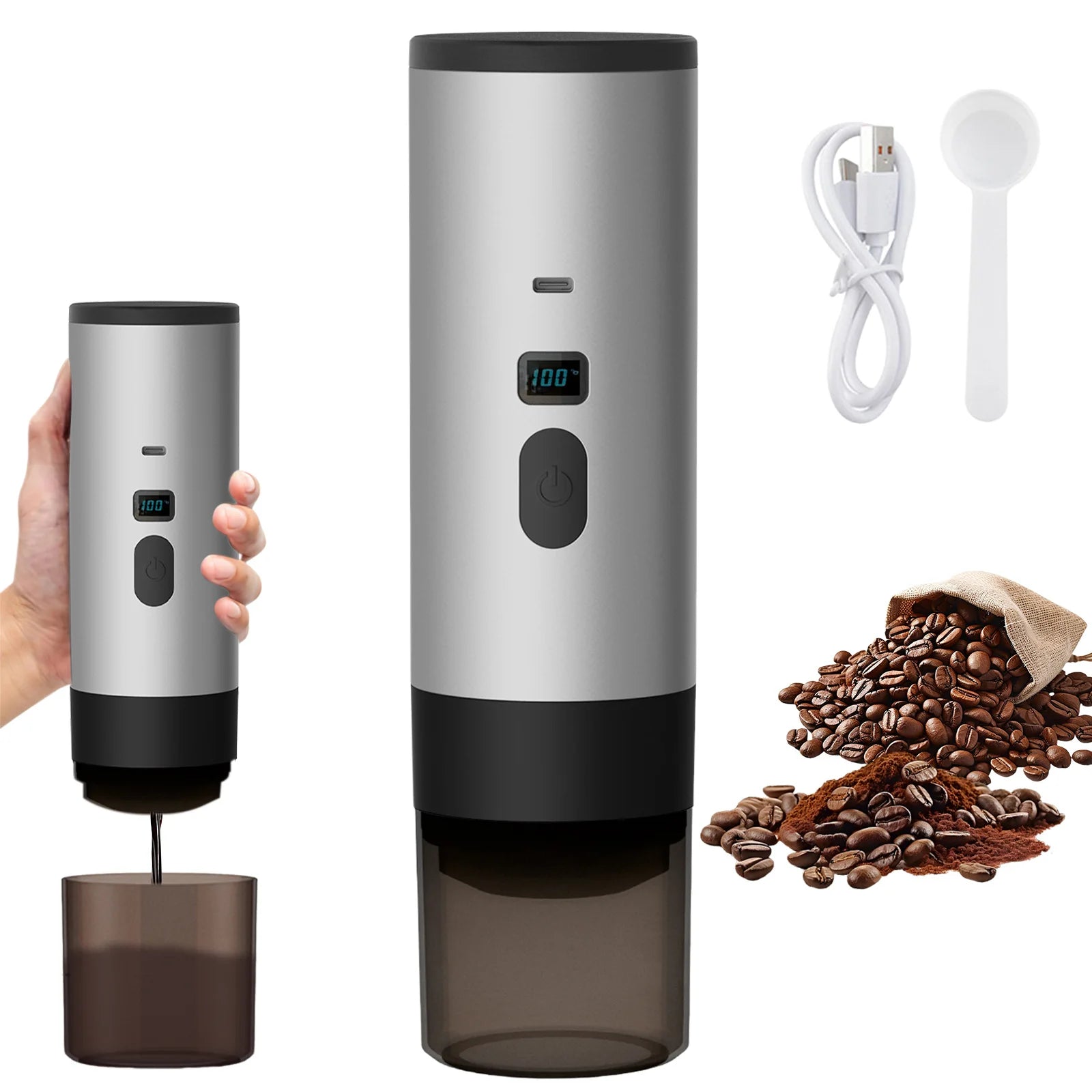 Caffettiera elettrica portatile a capsule, caffettiera per espresso, pompa di riscaldamento senza fili, macchina per caffè da viaggio e per auto, caffettiera 3 in 1