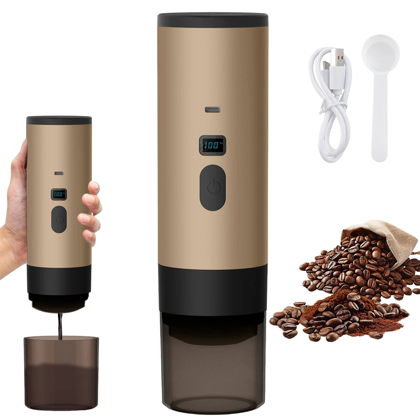 Caffettiera elettrica portatile a capsule, caffettiera per espresso, pompa di riscaldamento senza fili, macchina per caffè da viaggio e per auto, caffettiera 3 in 1