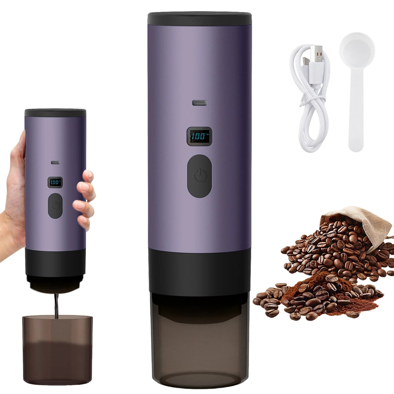 Caffettiera elettrica portatile a capsule, caffettiera per espresso, pompa di riscaldamento senza fili, macchina per caffè da viaggio e per auto, caffettiera 3 in 1