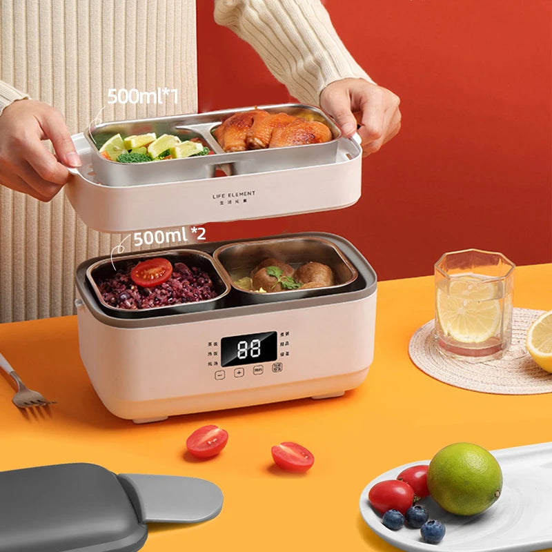 Contenitore per il pranzo elettrico da 1,5 l, cuociriso portatile, contenitore per bento con doppio strato di rivestimento, contenitore per alimenti, contenitore per il pranzo a vapore, 220 V