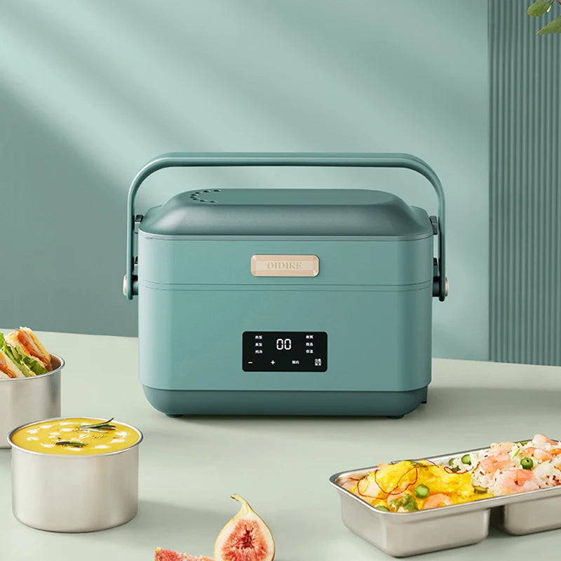 Contenitore per il pranzo elettrico portatile da 1,4 litri, cuociriso elettrico multifunzione, contenitore per alimenti riscaldato velocemente, contenitore per il pranzo da viaggio con vaporiera per uova