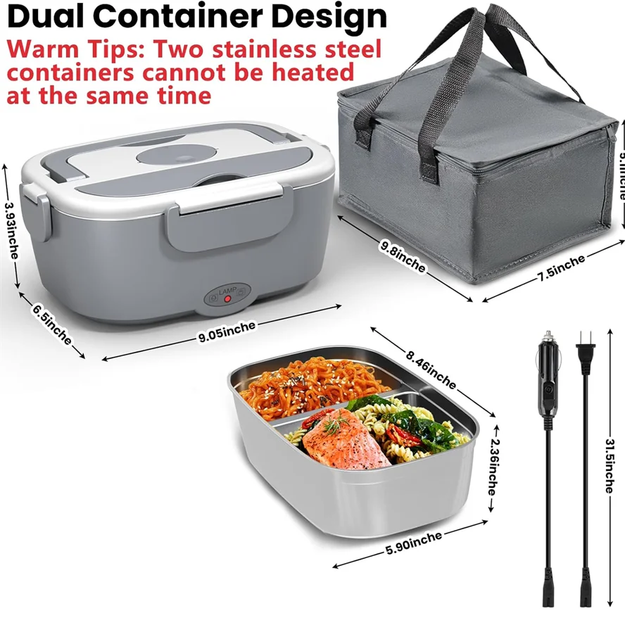 microonde portatile per il pranzo al sacco per il lavoro, scaldavivande per auto, camion, contenitori per esterni, contenitore per il pranzo riscaldabile, per adulti, campeggio