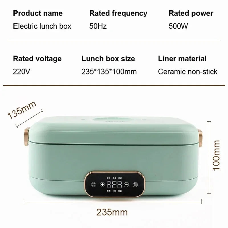 Contenitore per il riscaldamento elettrico portatile per il pranzo, lo stufato, la pentola calda, la tagliatella, il riso, il contenitore per il riscaldamento dei pasti, il porridge, il bento