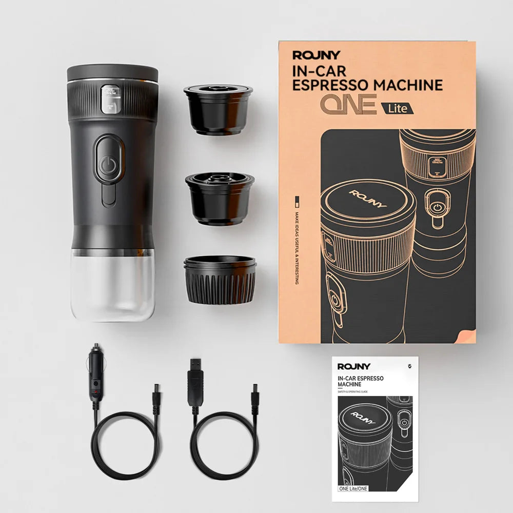 Piccola macchina per caffè espresso, macchina per caffè portatile, macchina per caffè da viaggio DC12V, per auto, campeggio, zaino in spalla, leggera e nera