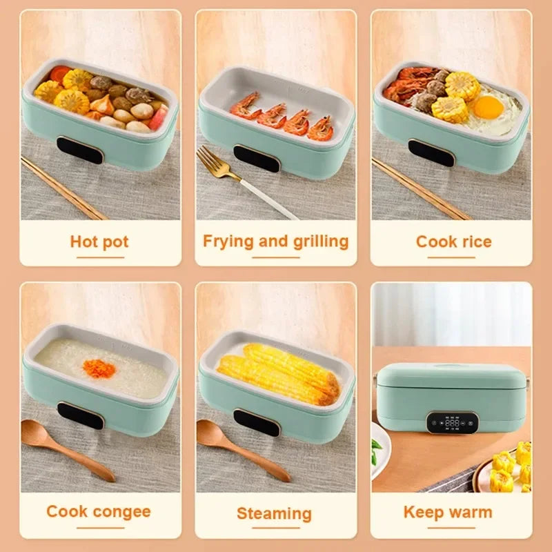 Contenitore per il riscaldamento elettrico portatile per il pranzo, lo stufato, la pentola calda, la tagliatella, il riso, il contenitore per il riscaldamento dei pasti, il porridge, il bento