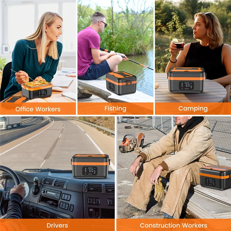 microonde portatile-Scatola per il pranzo elettrica senza fili, scaldavivande autoriscaldante ricaricabile con batteria da 16000 mAh, per lavoro/viaggi/auto/ufficio