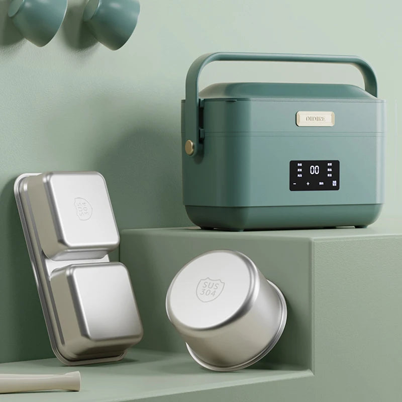 Contenitore per il pranzo elettrico portatile da 1,4 litri, cuociriso elettrico multifunzione, contenitore per alimenti riscaldato velocemente, contenitore per il pranzo da viaggio con vaporiera per uova