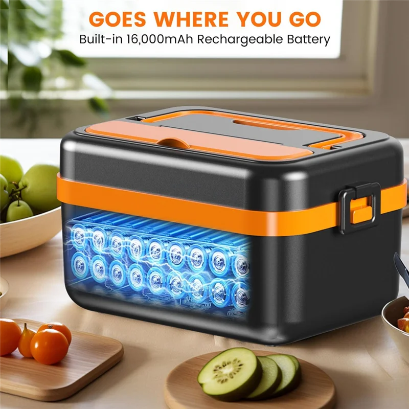 microonde portatile-Scatola per il pranzo elettrica senza fili, scaldavivande autoriscaldante ricaricabile con batteria da 16000 mAh, per lavoro/viaggi/auto/ufficio